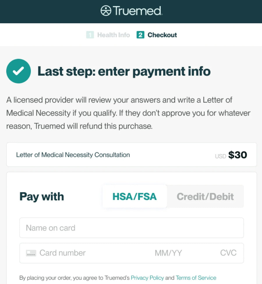 Complete checkout through Truemed